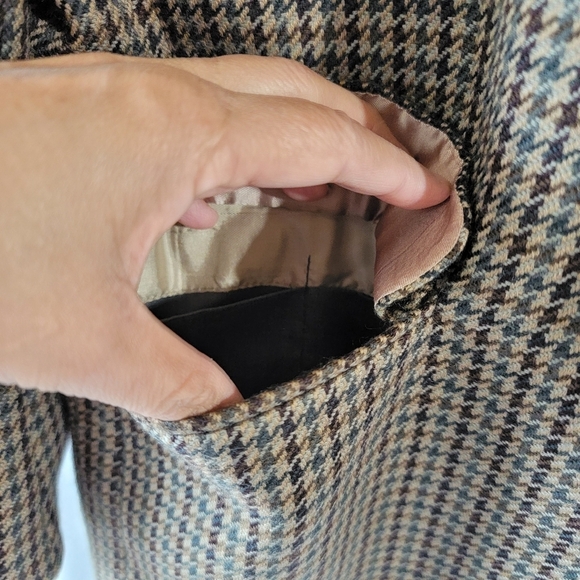 VTG Oscar De La Renta Men's Tan Houndstooth Sport Coat Sz 40R Beige Wool Office - Picture 7 of 12